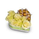 Box of flowers and white chocolates